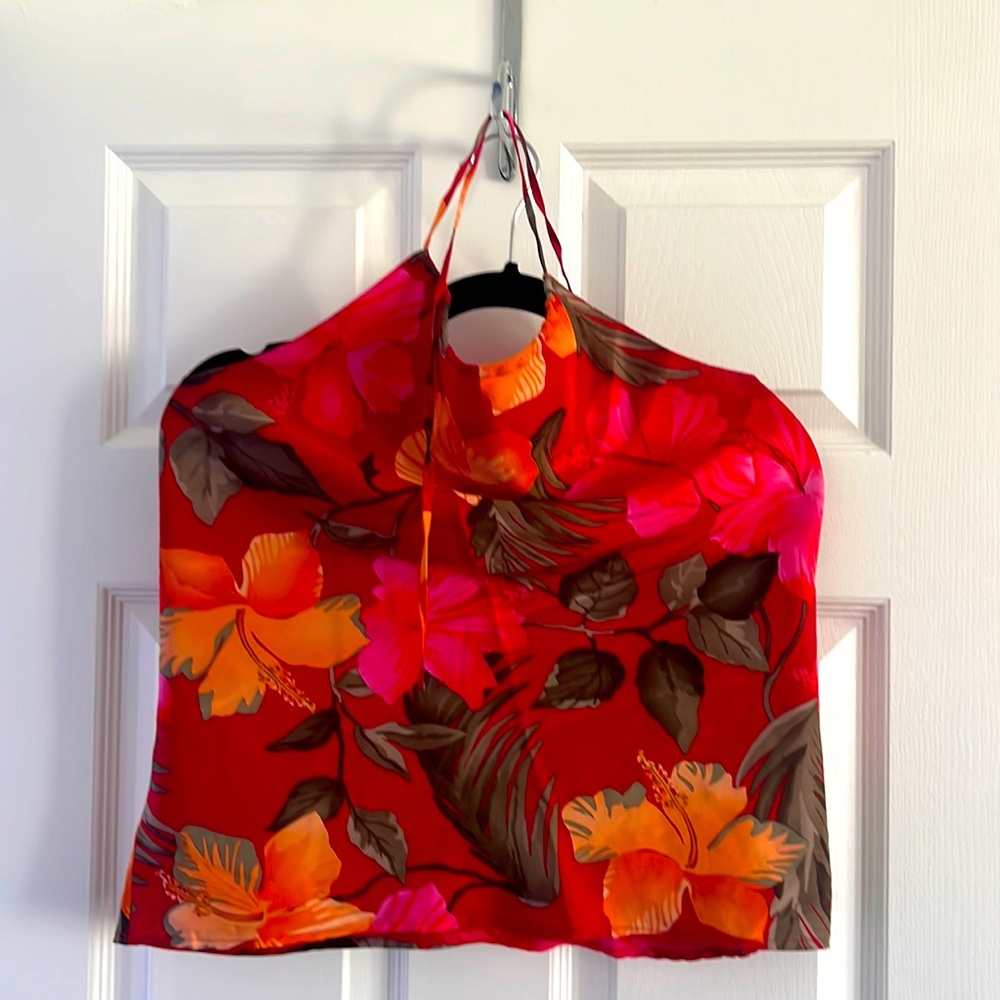 Silk floral tropical halter top